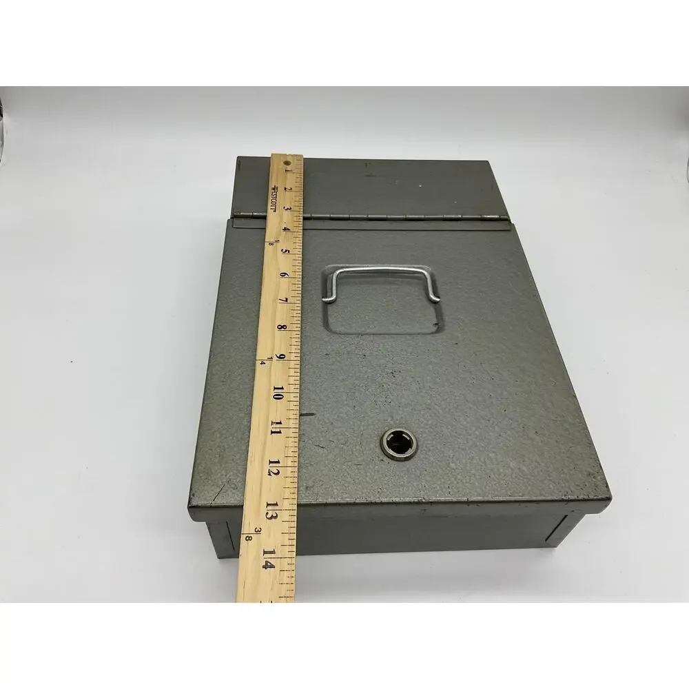 Vintage Protecto Gray Steel Security Lock Box‎ Cash Document Safe No Key